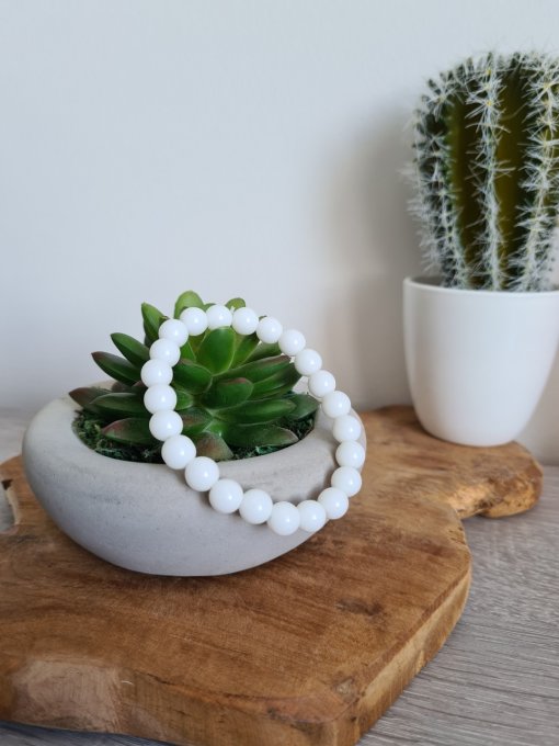 Bracelet Agate Blanche 8mm