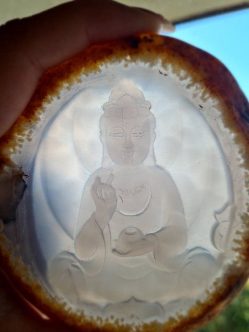 Plaque Bouddha en Agate à Suspendre