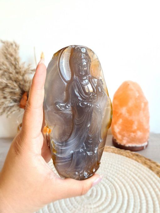 Plaque Guanyin en Agate
