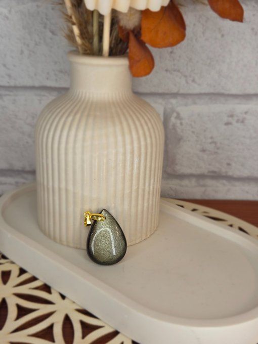 Pendentifs Obsidienne Dorée