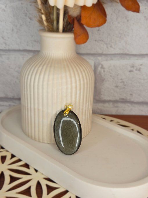 Pendentifs Obsidienne Dorée