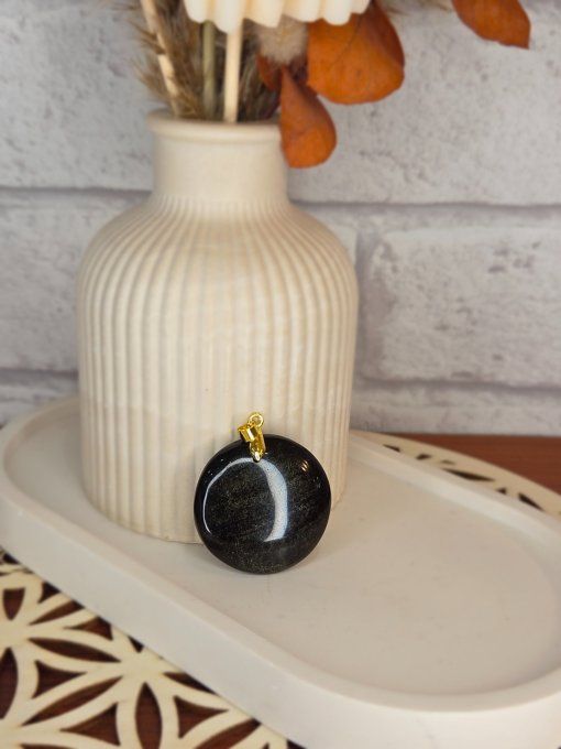 Pendentifs Obsidienne Dorée