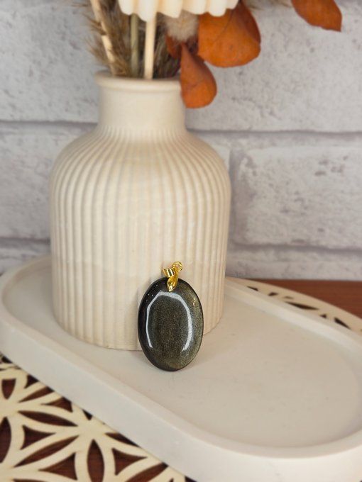 Pendentifs Obsidienne Dorée
