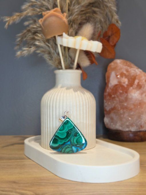Pendentif Chrysocolle-Malachite Argent 925 (XL)