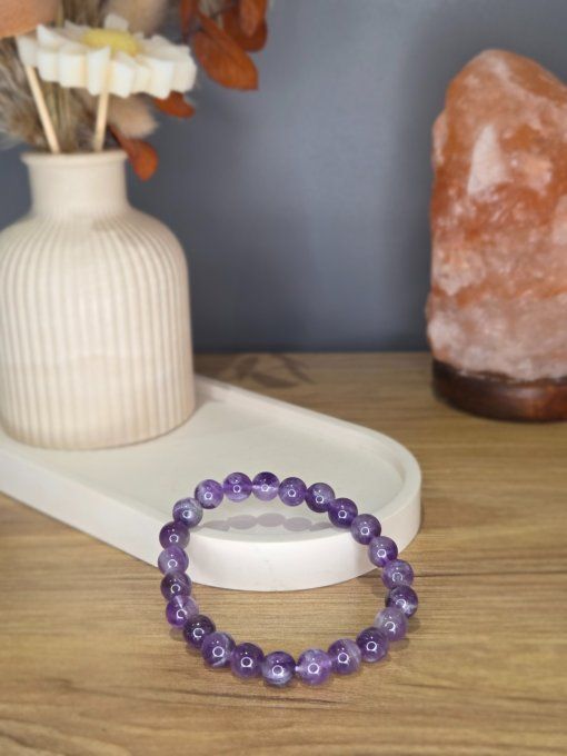 Bracelet Améthyste chevron – 8 mm