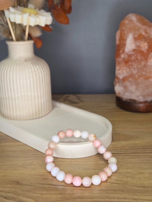 Bracelet Opale rose - 8 mm