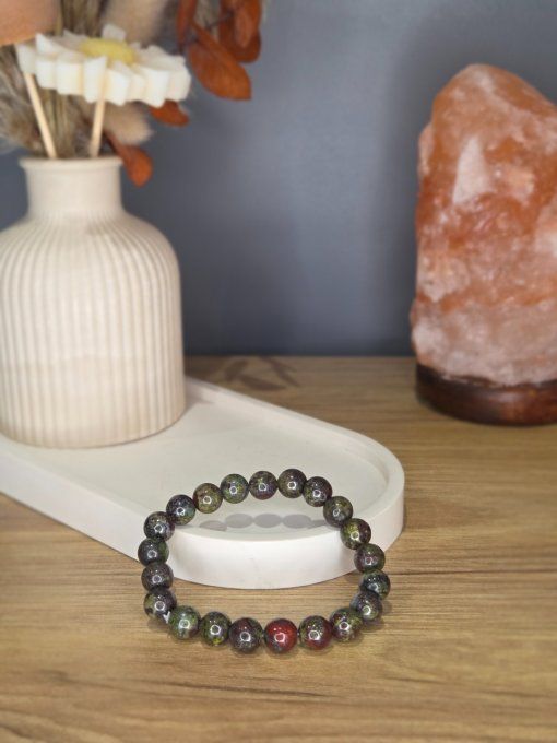 Bracelet Jaspe sang de dragon – 8 mm