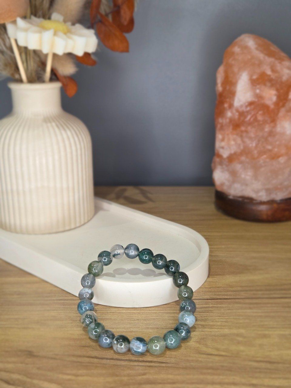 Bracelet Agate mousse – 8 mm