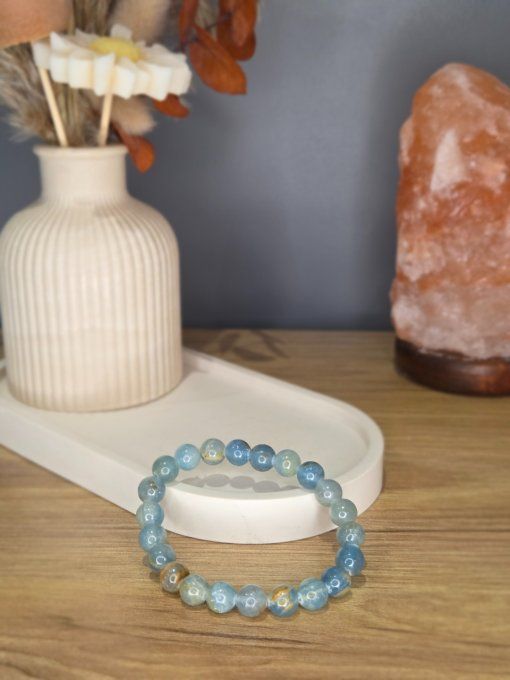 Bracelet Calcite bleue des Caraïbes (Aragonite bleue) – 8 mm