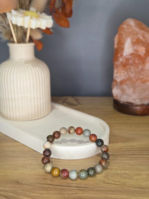 Bracelet Jaspe polychrome – 8 mm
