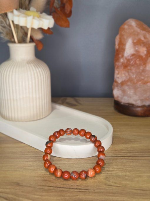 Bracelet Jaspe Bréchia rouge – 8 mm
