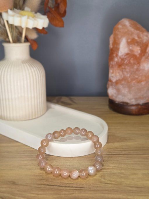 Bracelet Pierre de Lune pêche – 8 mm