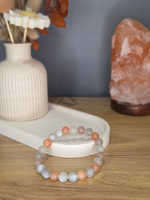 Bracelet Pierre de Lune multicolore – 8 mm