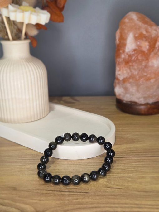 Bracelet Obsidienne dorée – 8 mm