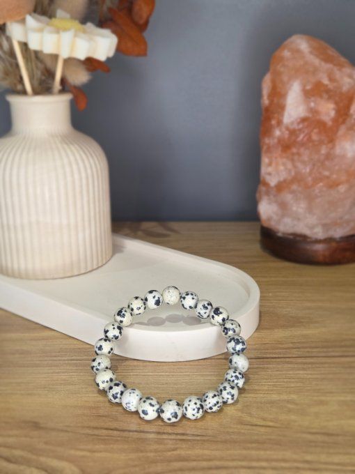 Bracelet Jaspe Dalmatien – 8 mm