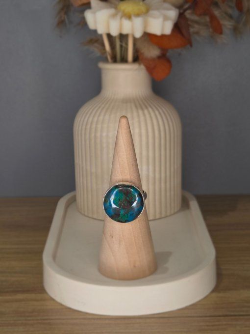 Bague Chrysocolle du Pérou – Argent 925 (réglable)