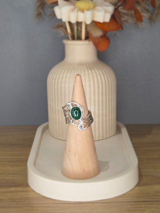 Bague Malachite – Argent 925 (réglable)