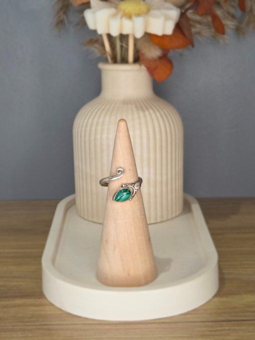 Bague Malachite – Argent 925 (réglable)