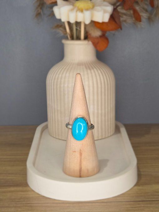 Bague Turquoise ovale – Argent 925 (réglable)