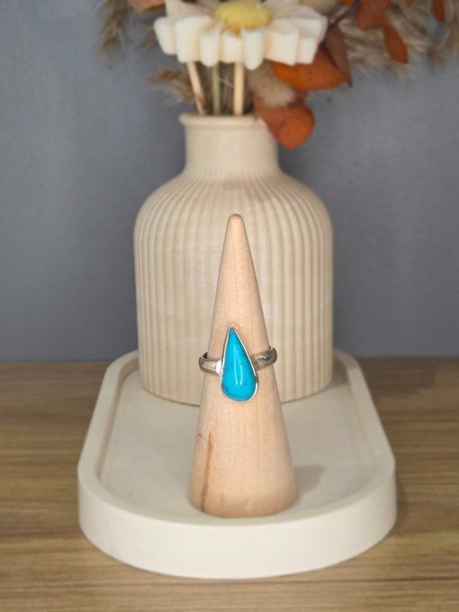 Bague Turquoise goutte – Argent 925 (réglable)