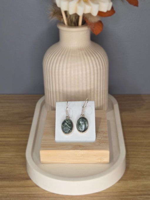 Boucles d’oreilles Séraphinite – Argent 925