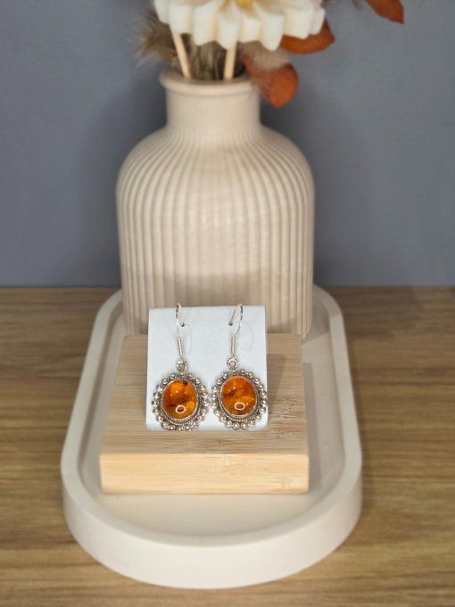 Boucles d’oreilles Ambre – Argent 925