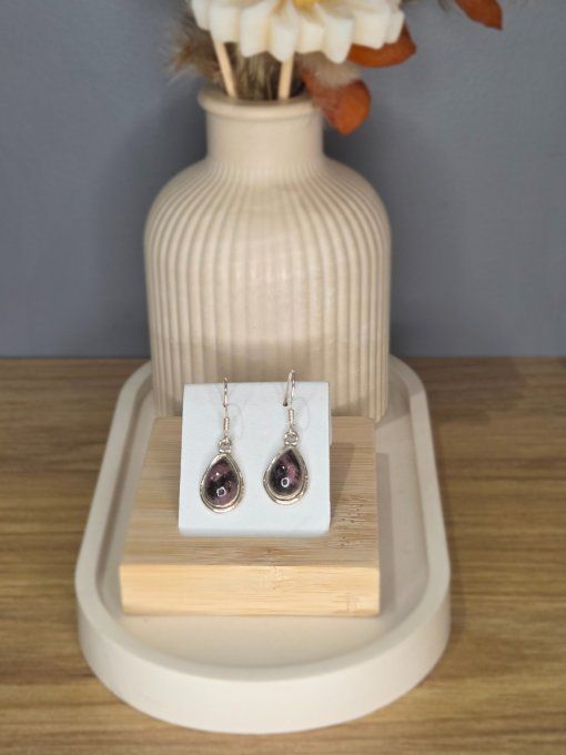 Boucles d’oreilles Rhodonite – Argent 925
