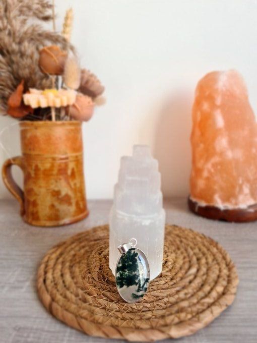 Pendentifs Agate Mousse Argent 925