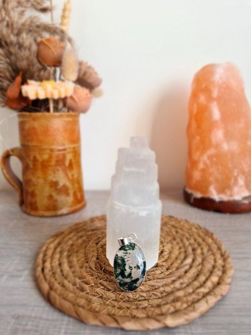 Pendentifs Agate Mousse Argent 925