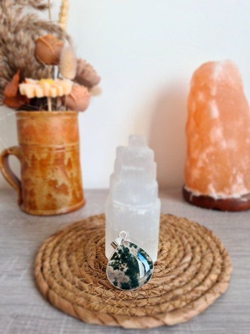 Pendentifs Agate Mousse Argent 925