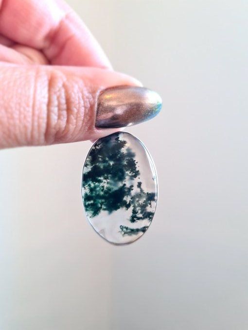 Pendentifs Agate Mousse Argent 925