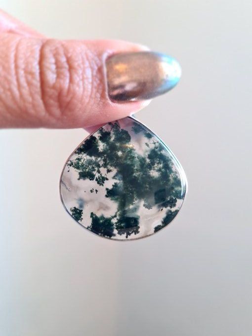 Pendentifs Agate Mousse Argent 925