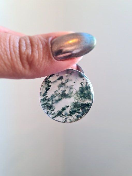 Pendentifs Agate Mousse Argent 925