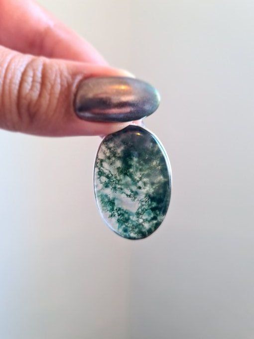 Pendentifs Agate Mousse Argent 925